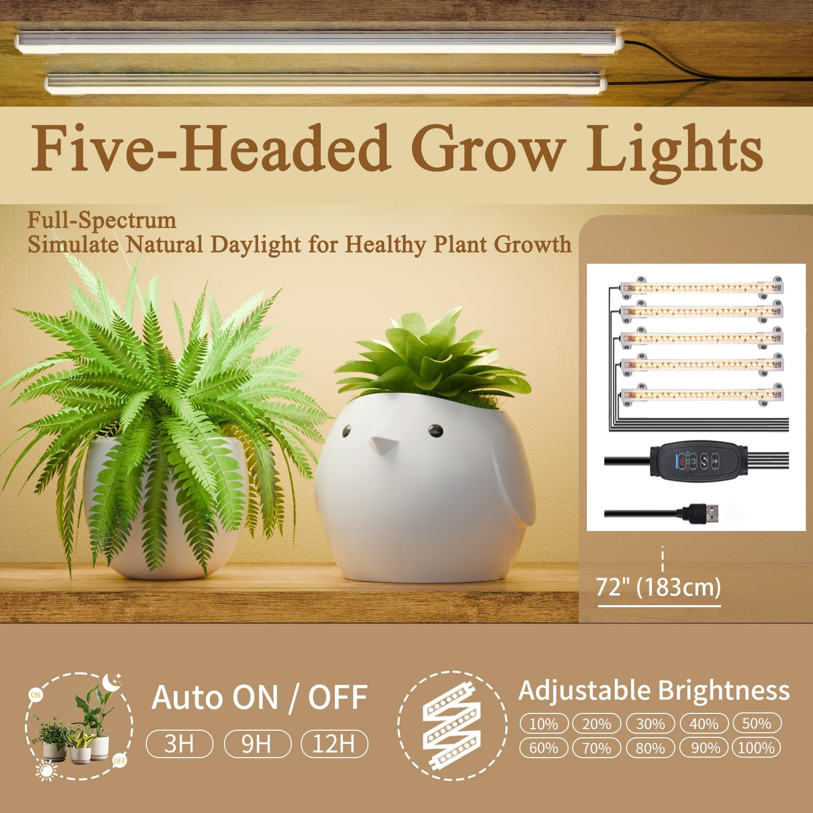 9-Tier Indoor Plant Stand with Grow Lights