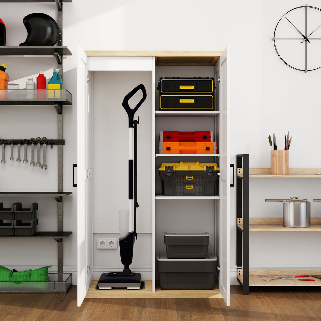 55.1" Tall Wooden Vacuum Storage Cabinet