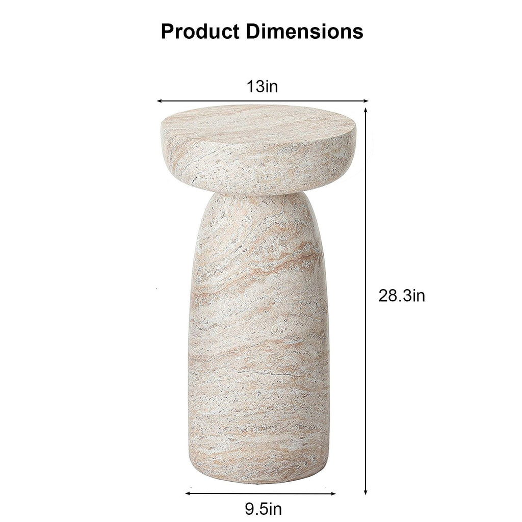 Natural Stone Grain Mushroom Shape Side Table