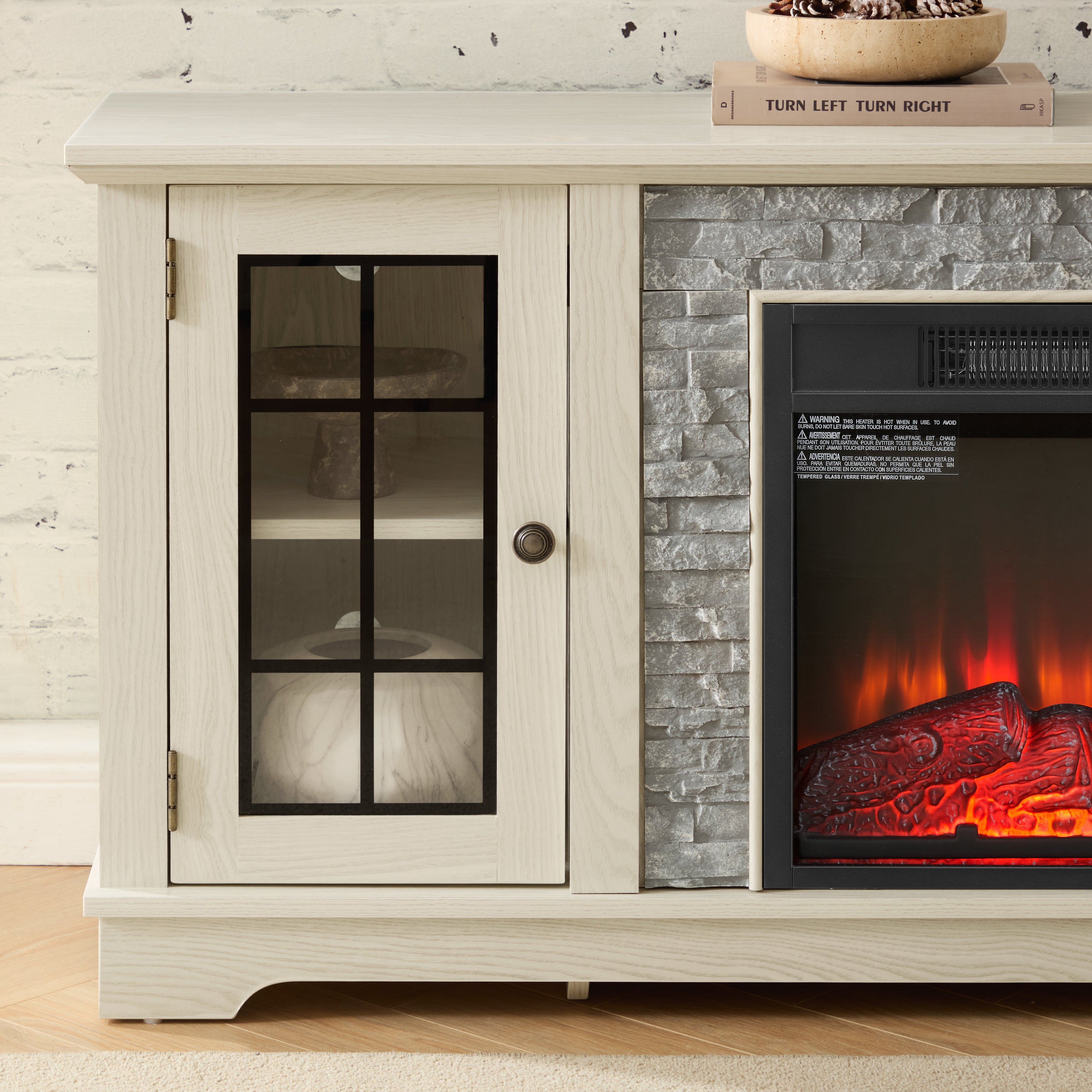 58" Modern TV Stand with Electric Fireplace