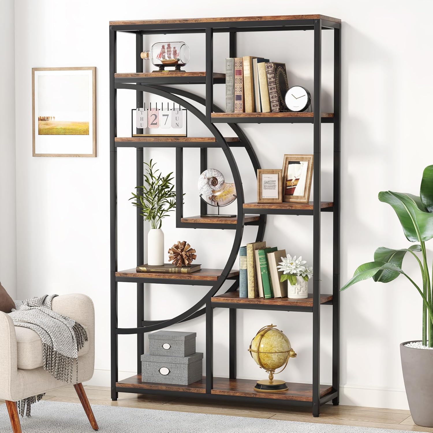 68.89" Height Industrial 5-Tier Rustic Brown Etagere