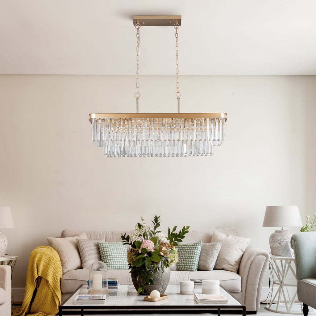 Rectangular Crystal Chandelier Adjustable