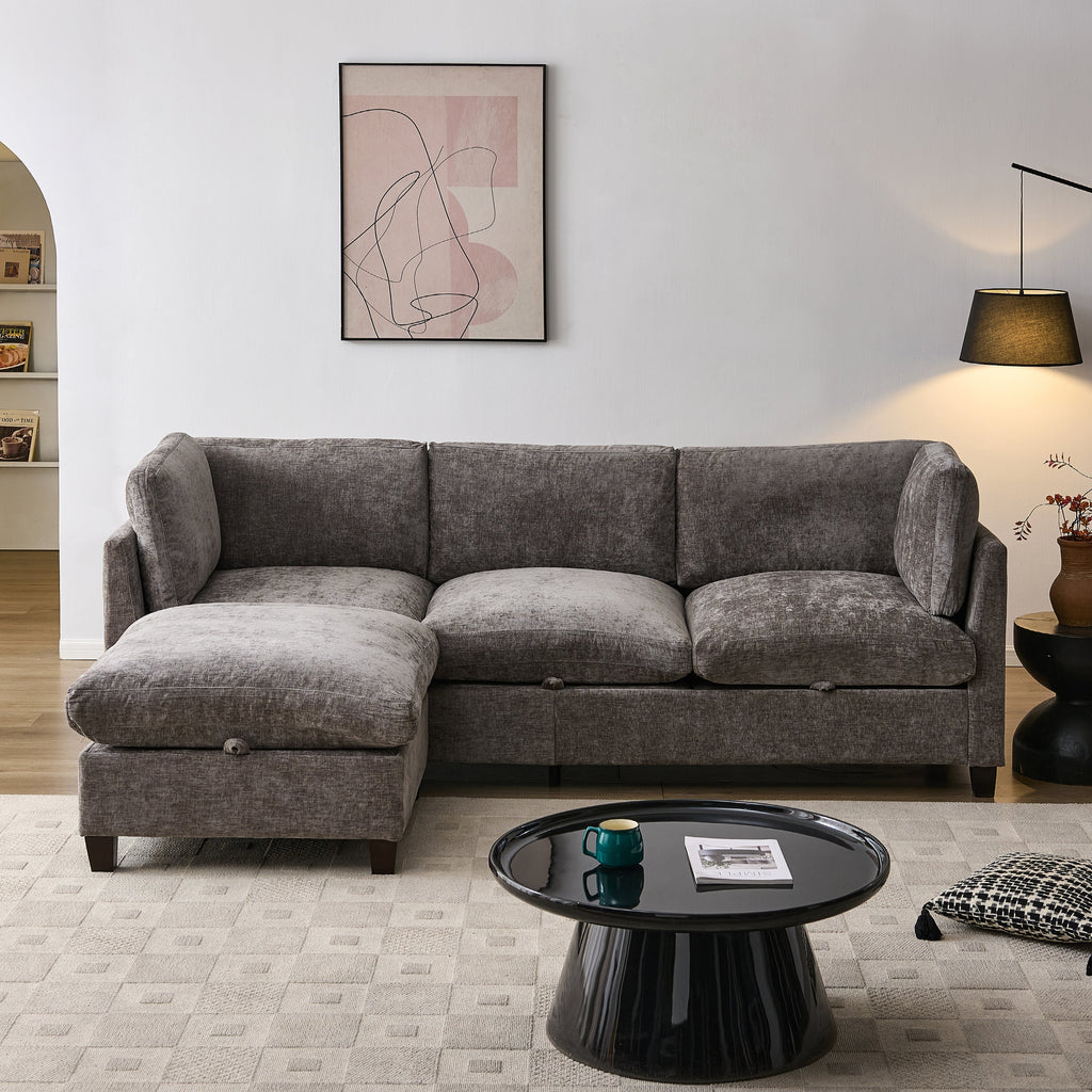 96.5" Sectional Couch with Ottoman