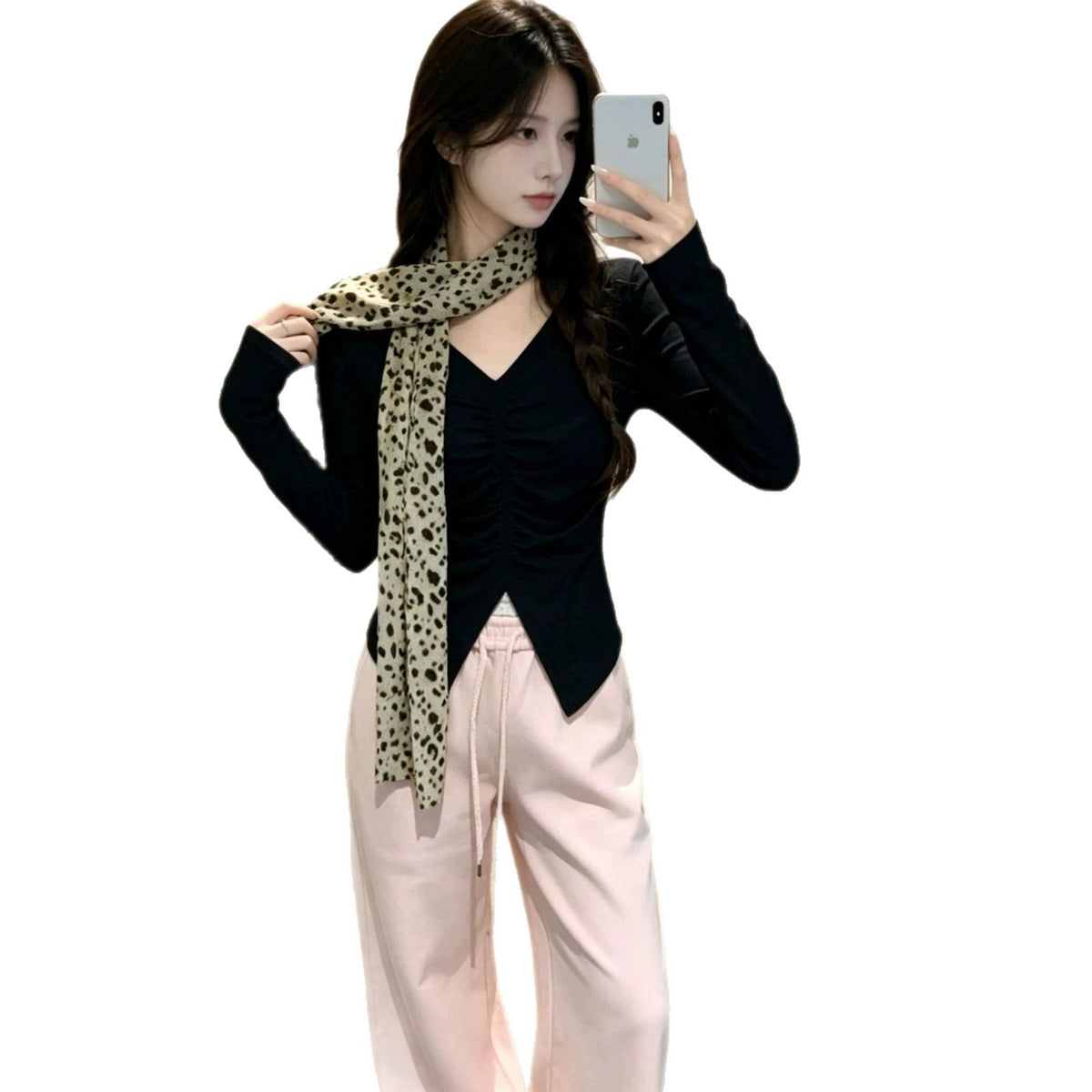 Ruched, Designer Long-Sleeve T-Shirt Base Layer