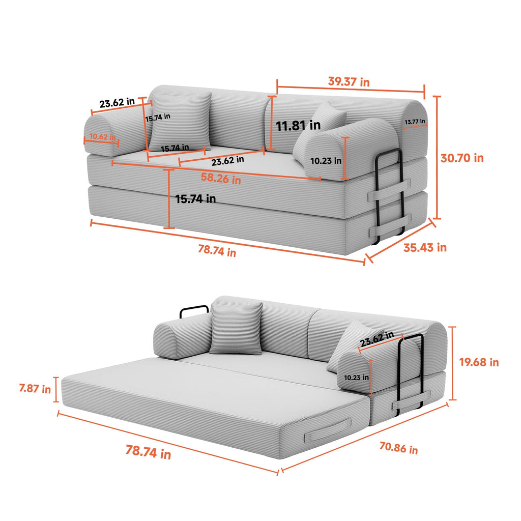 Convertible Sleeper Sofa Bed - Speckled Black
