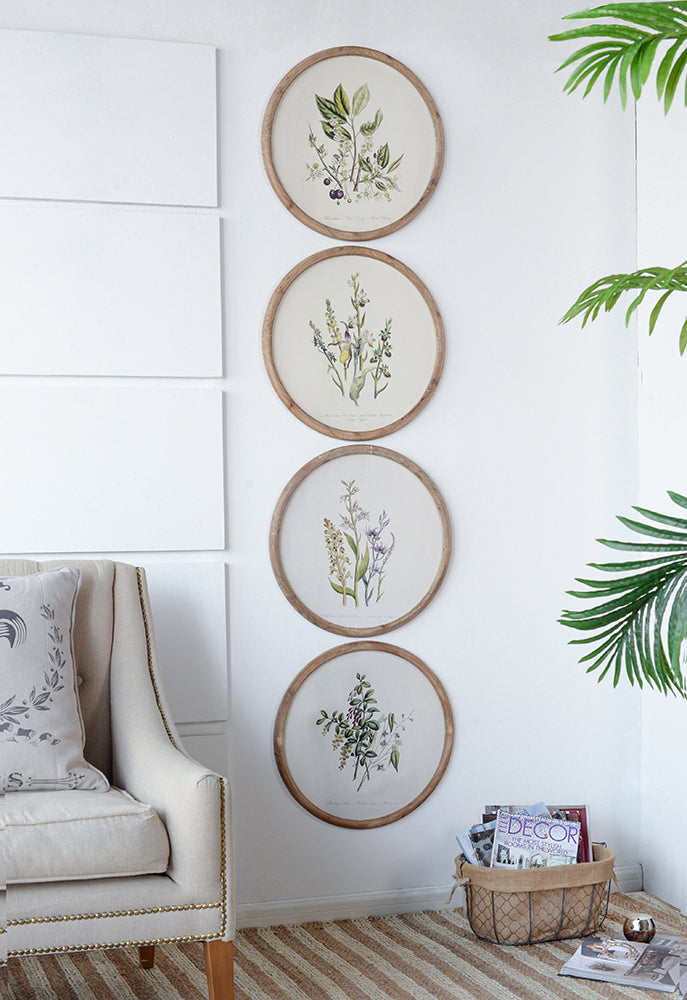 Flora Print Round Frame Set of 4