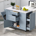 K&K 50.7" Kitchen Island with Storage Tilt Trash Can Cabinet