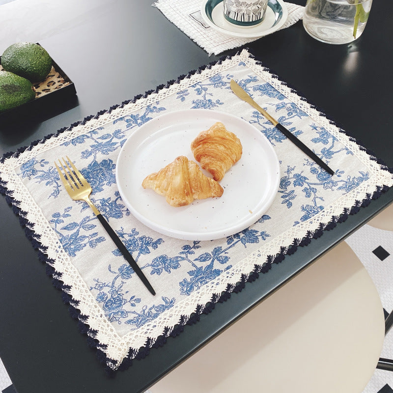Pastoral French-style Fabric Lace Placemat And Napkin Ring Set