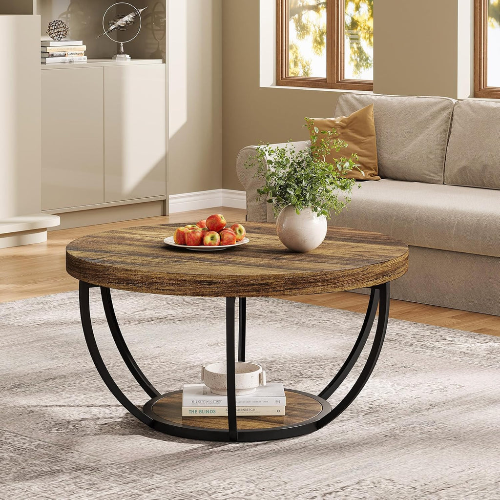 Round Coffee Table - 31.7" Rustic
