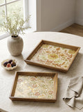 Set of 2 Square Acacia Wood Mirrored Tray