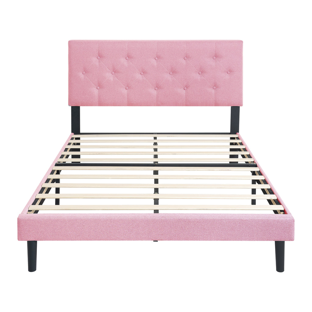 Queen Size Upholstered Platform Bed Frame with Modern Button Tufted