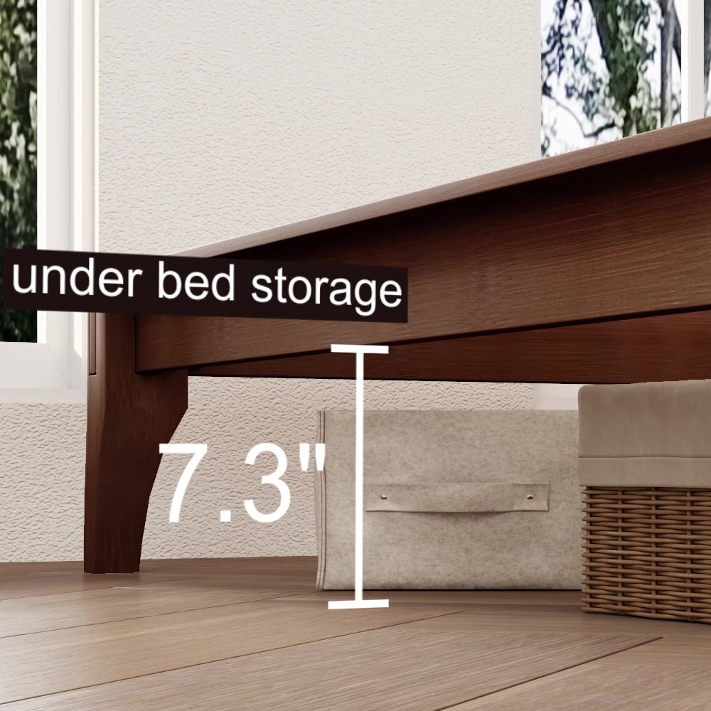 12 Inch Queen Size Solid Dry Bamboo Wood Platform Bed Frame