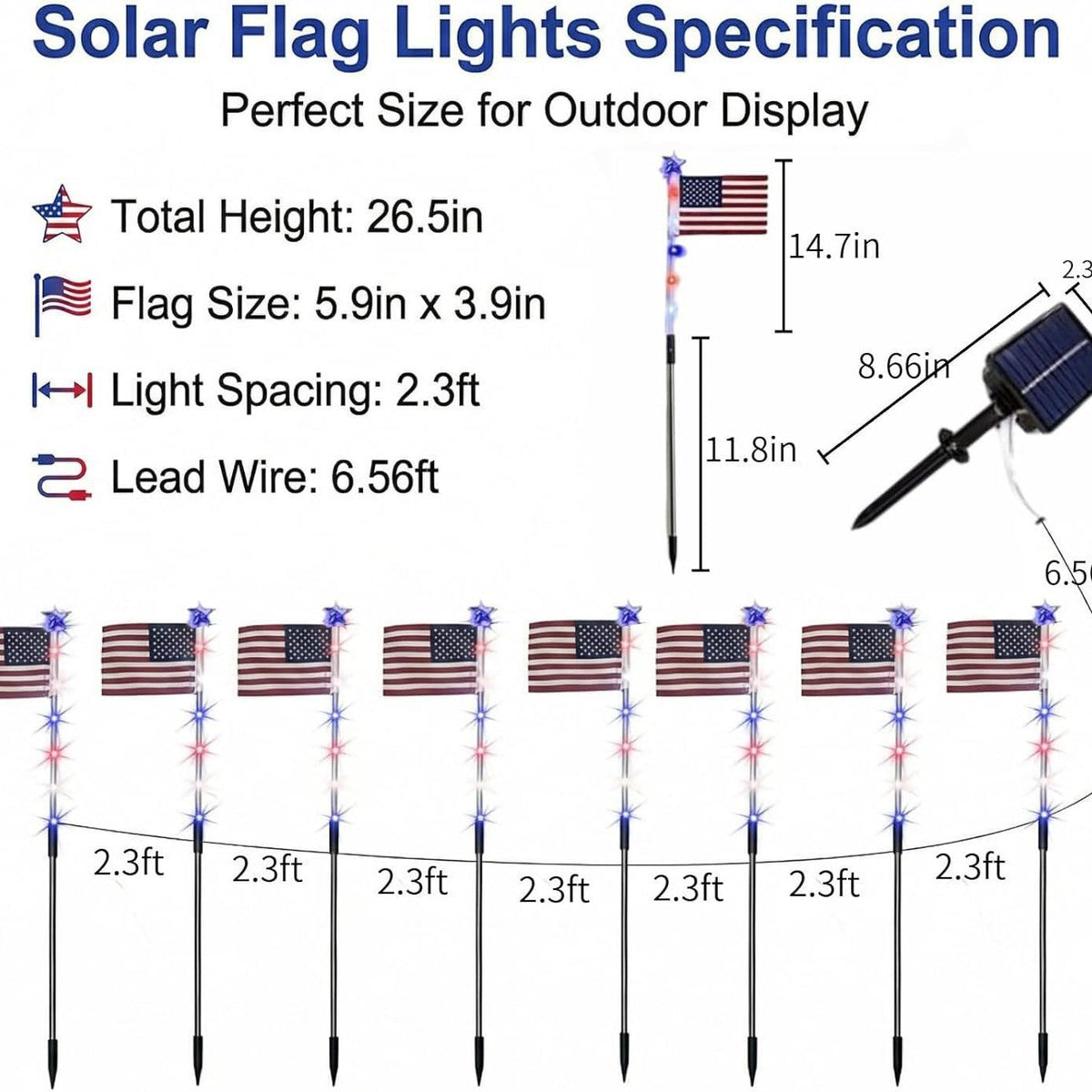 LED Solar-Powered National Flag For Outdoor Courtyards And Villas