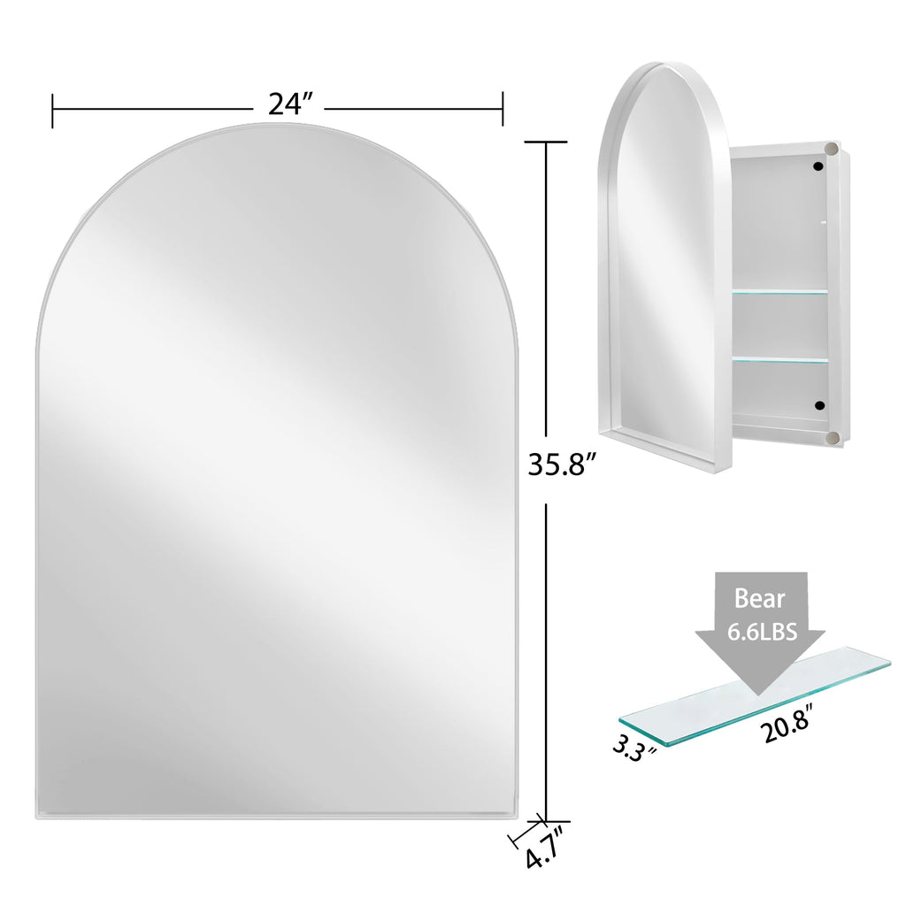 24x36 Inch Arched Recessed Medicine Cabinet