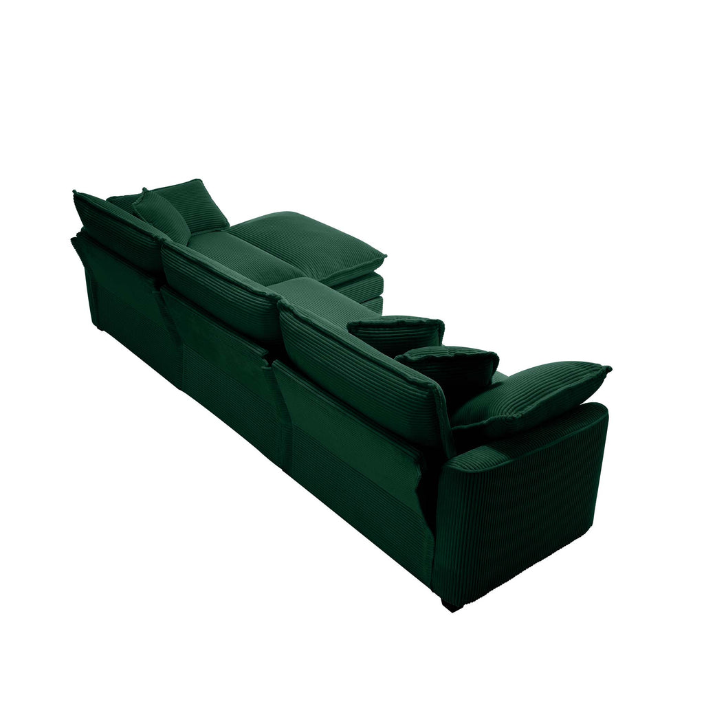 Corduroy 3-Seater Sofa with Ottoman