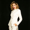 Scarf-collar Blazer Chic Suit Set For Petite Women