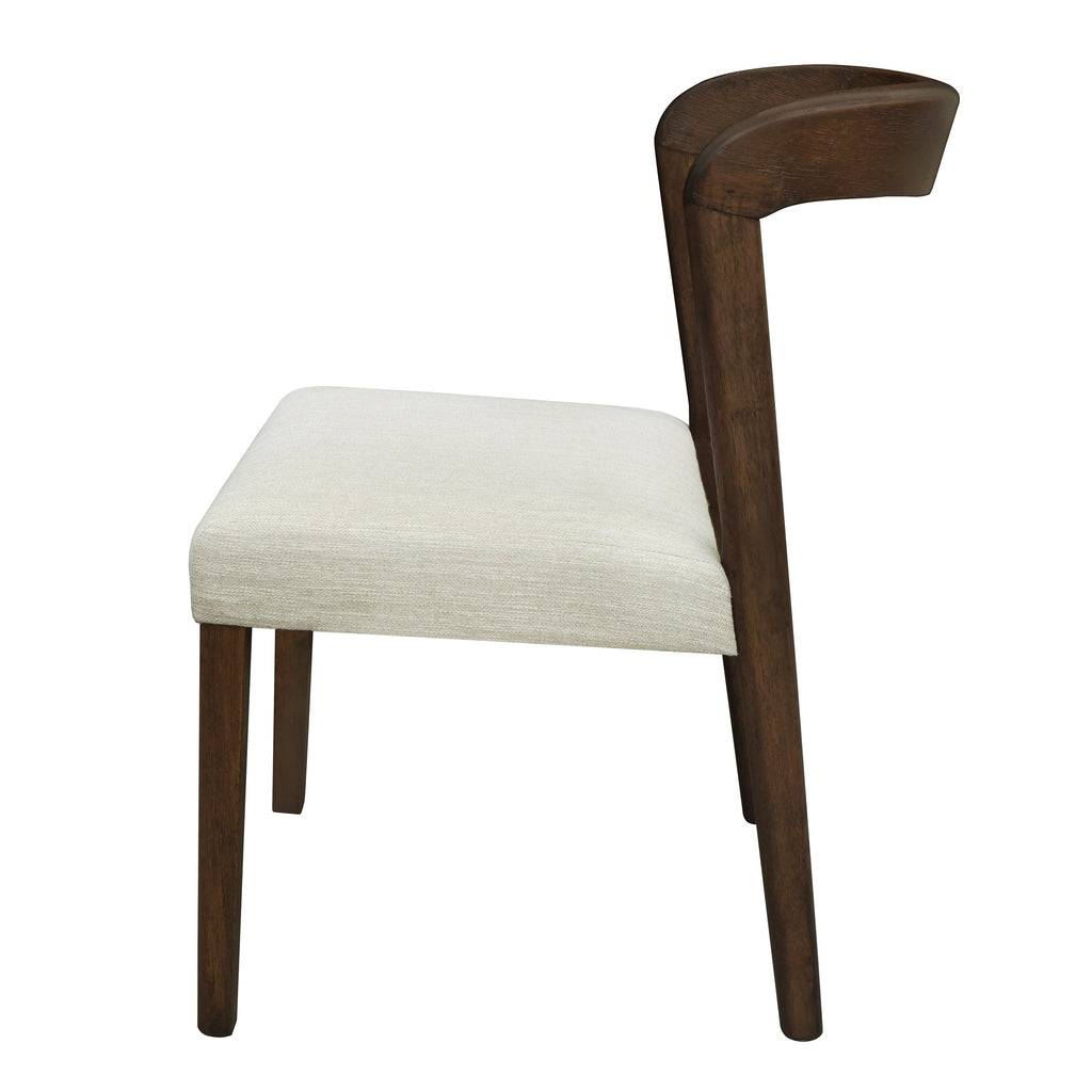 Solid Rubber Wood Dining Chairs (Walnut + Beige) - Set of 2