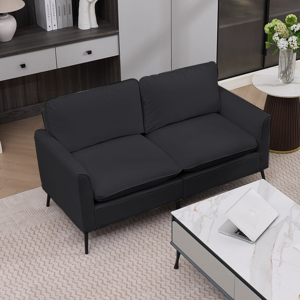 TS Cat Paw Leather Upholstered Sofa Loveseat - Black