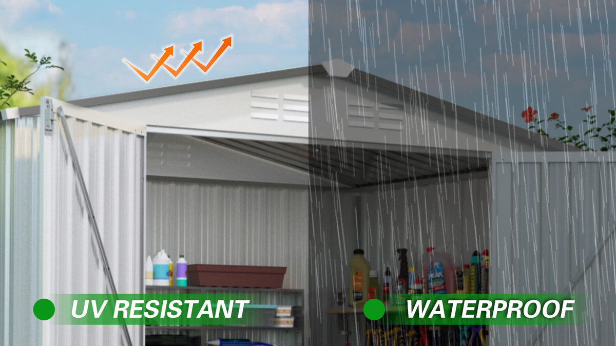 8X6 FT Metal Outdoor Garden Storage Shed
