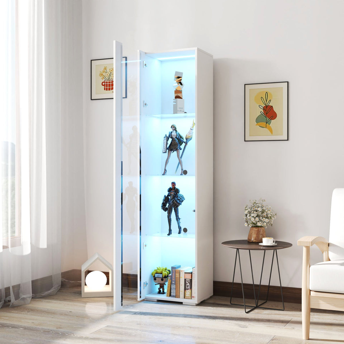 Side Cabinet With Aluminum Strip Lamp