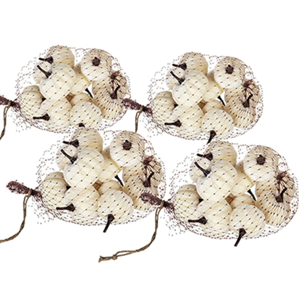 Set of 4 Velvety Pumpkins in Mesh Bag