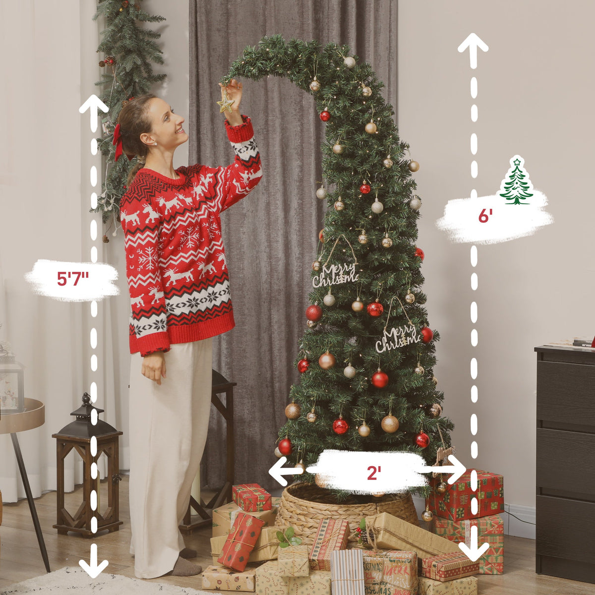 Homcom 6 ft Prelit Whimsical Christmas Tree