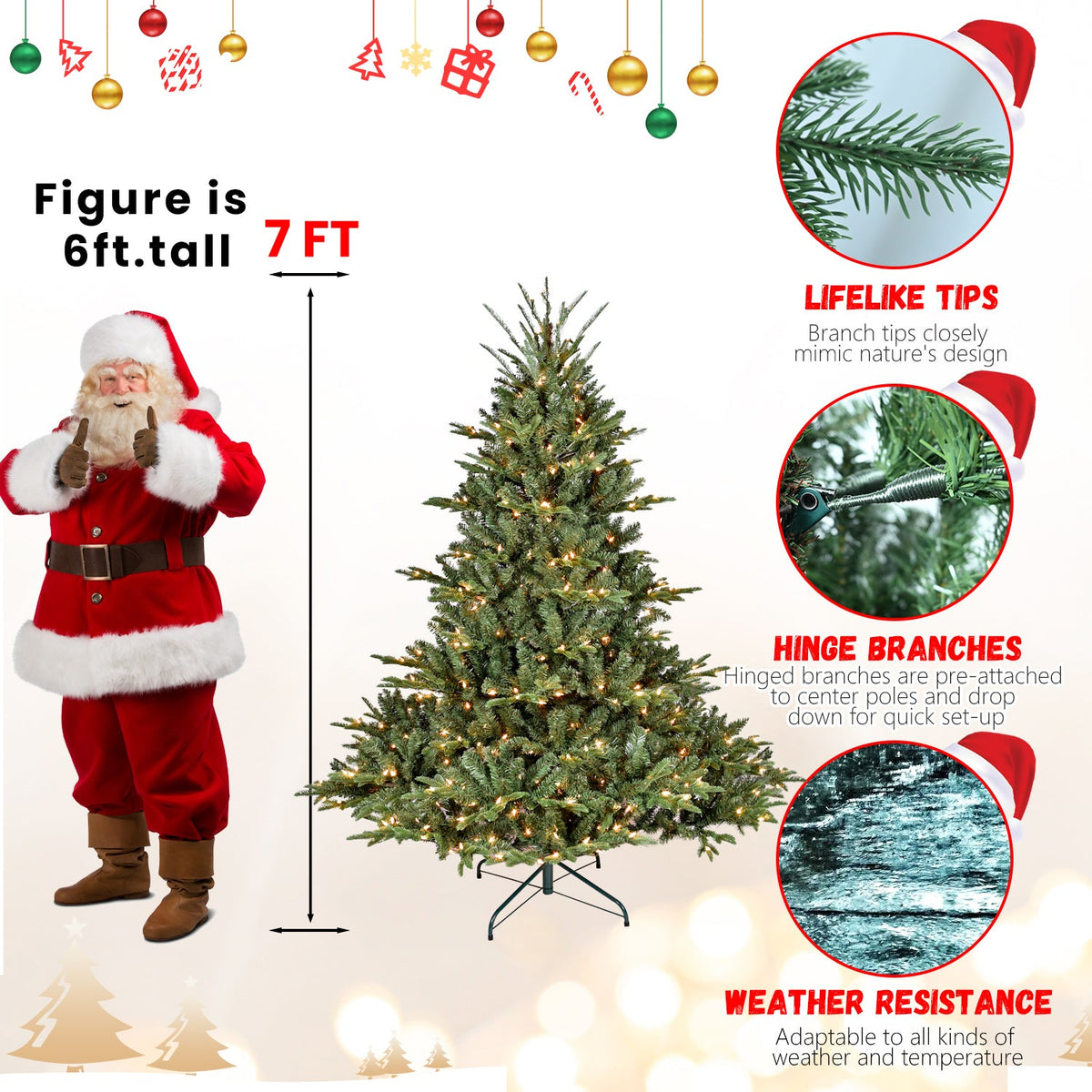 5FT Full-Shape Christmas Tree with 350 UL Lights
