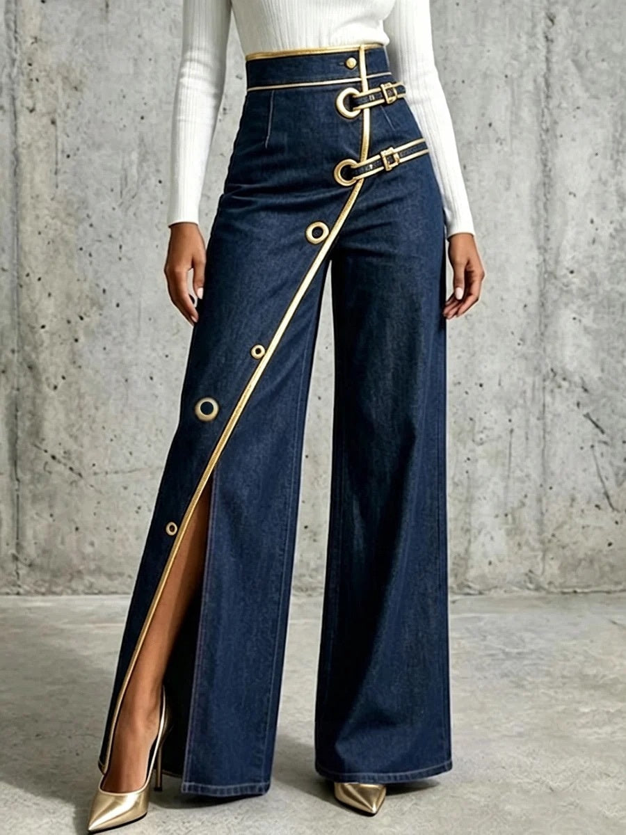 Women's New Irregular Straight-Leg Denim Trousers