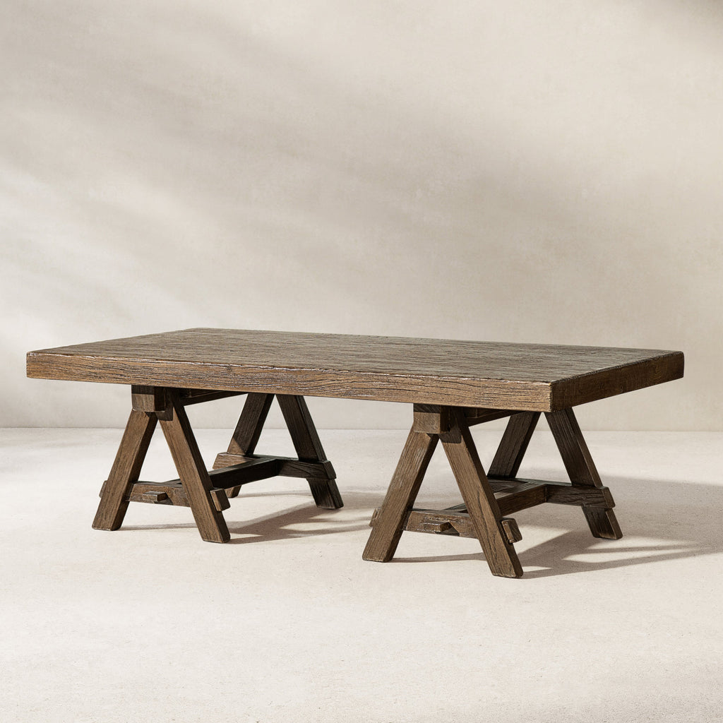 Hawthorne 48" Solid Reclaimed Elm Rectangular Trestle Coffee Table