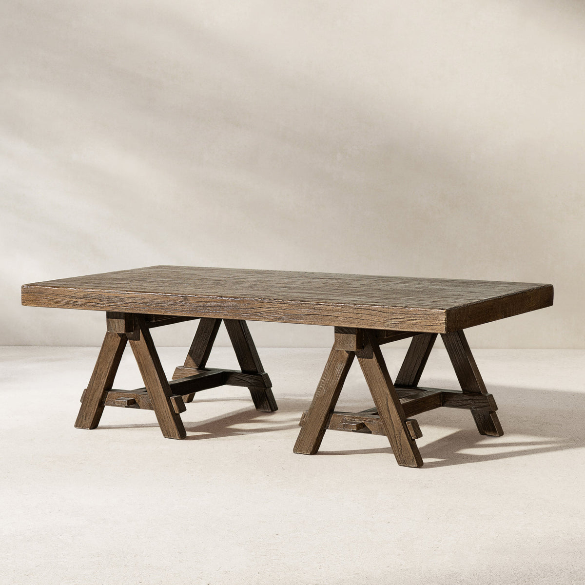 Hawthorne 48" Solid Reclaimed Elm Rectangular Trestle Coffee Table
