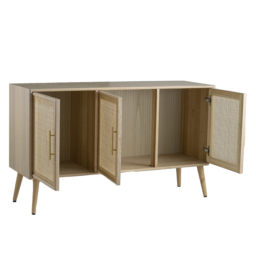 Natural Brown Media Center with Rattan Doors