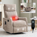 Khaki Heat Massage Manual Recliner Chair