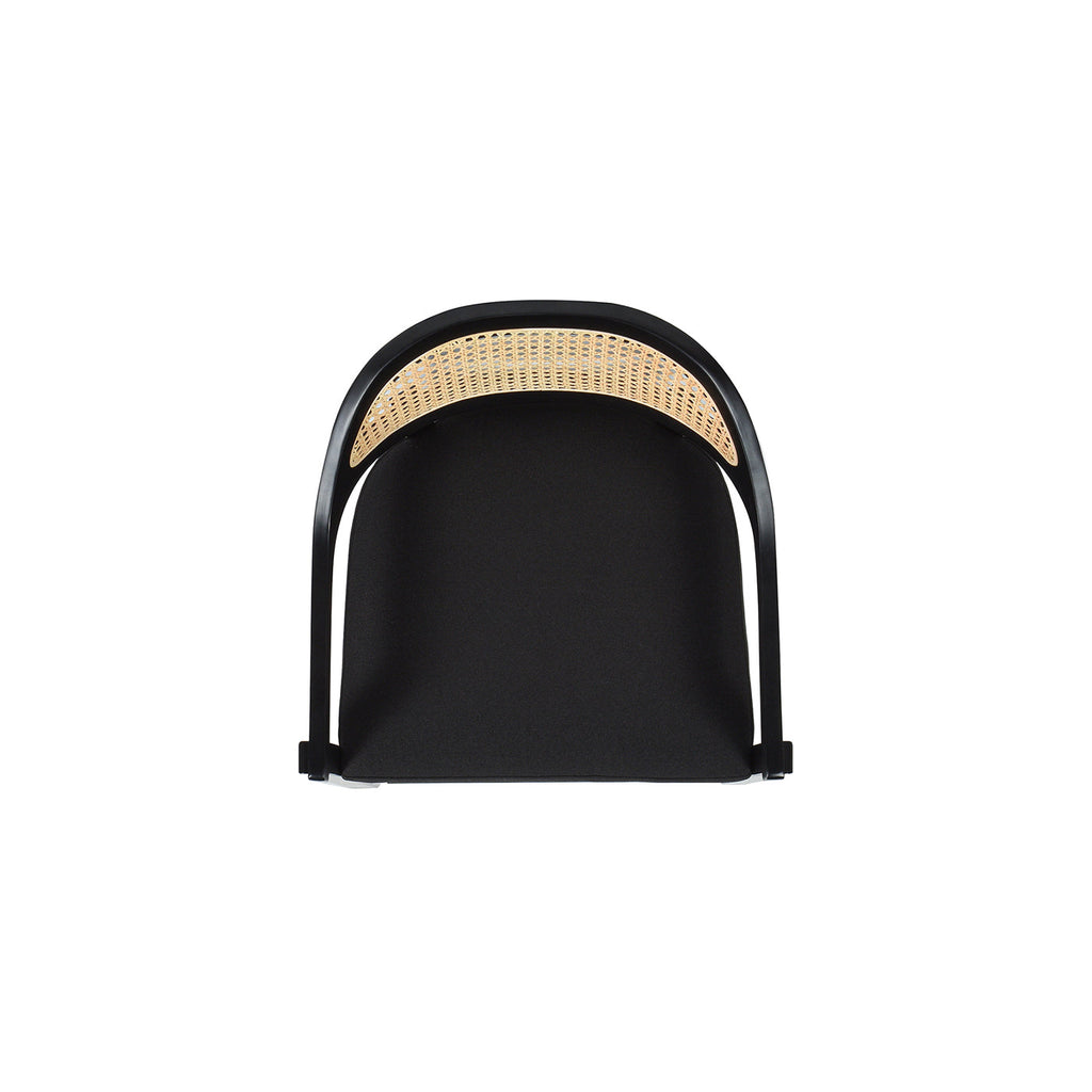 Americana Mid-Century Modern Cane Back Bar Stool in Jet
