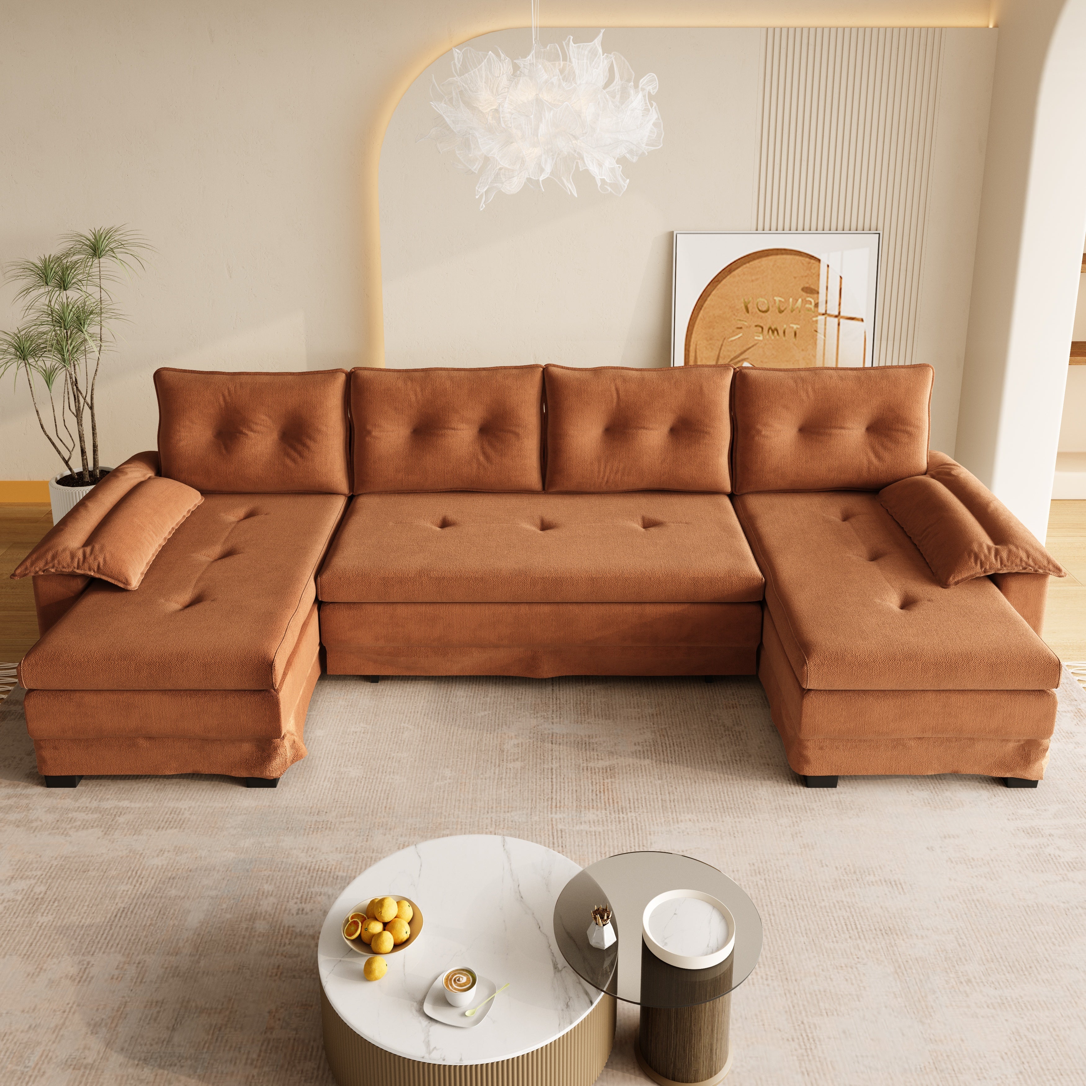 U-Shaped Sleeper Sofa with Pull Out Bed
