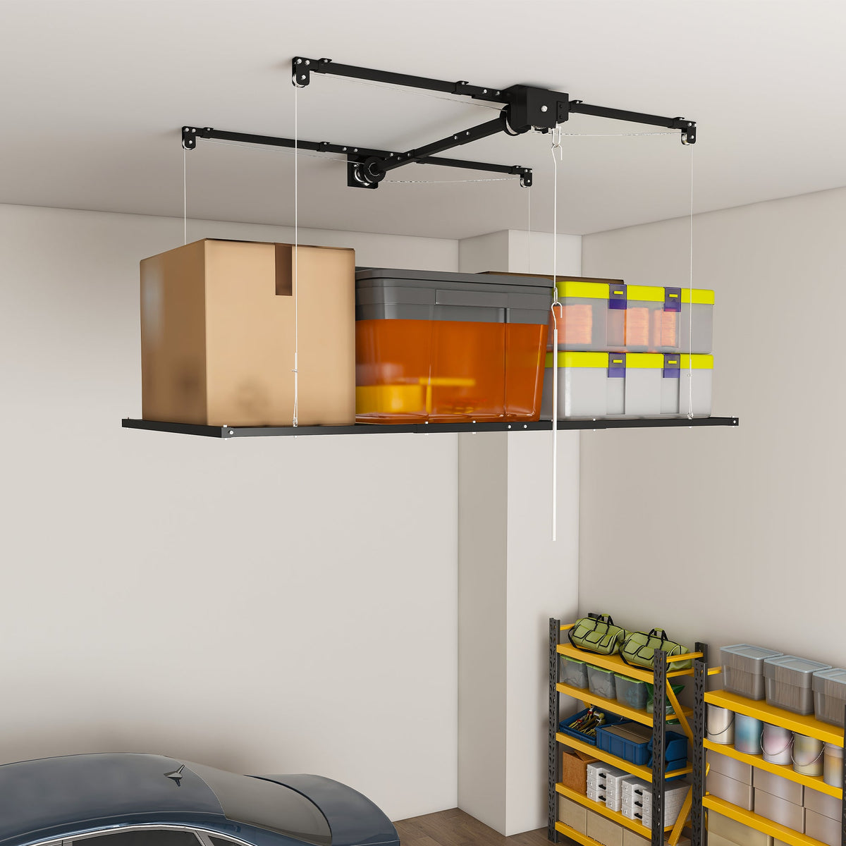 Black Overhead Garage Storage Rack 3x6 FT
