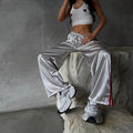 Casual Street-style Lace-up Three-stripe Pants