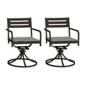 Set of 2 Powder-Coated Steel 360° Swivel Outdoor Dining Chairs
