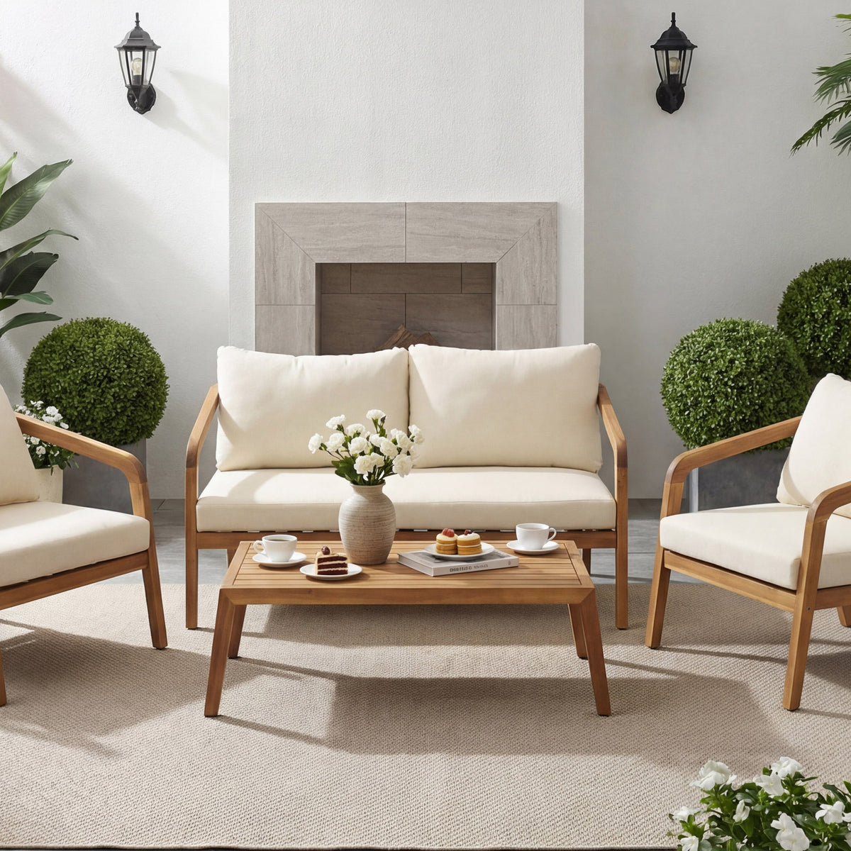 2-Piece Outdoor Loveseat & Coffee Table Set