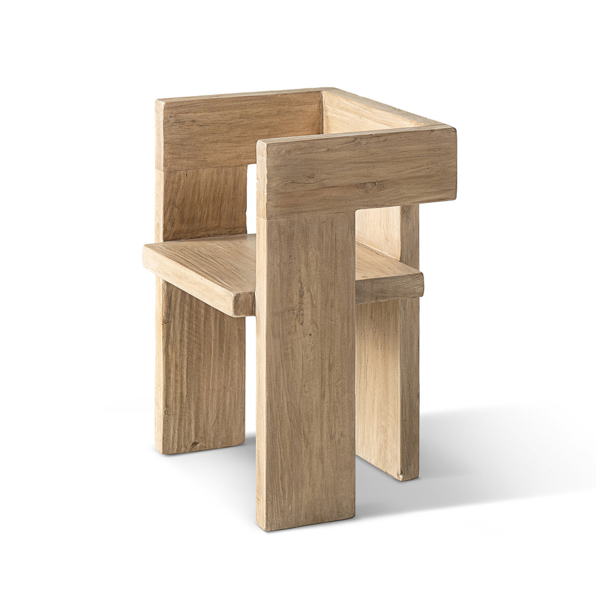 Avenel Solid Reclaimed Elm Sculptural Block Accent Chair