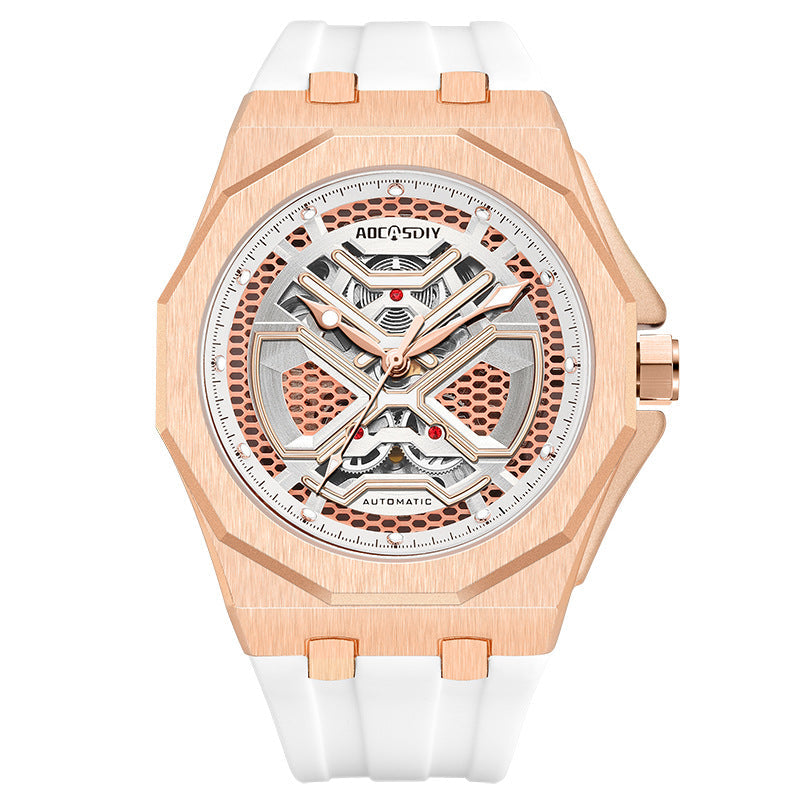 Trendy Hollow Mechanical Watch With Luminous Display And Water Resistance For Men