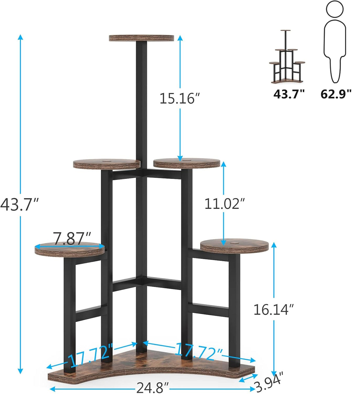 43.70" Height 6-Tier Rustic Plant Shelf