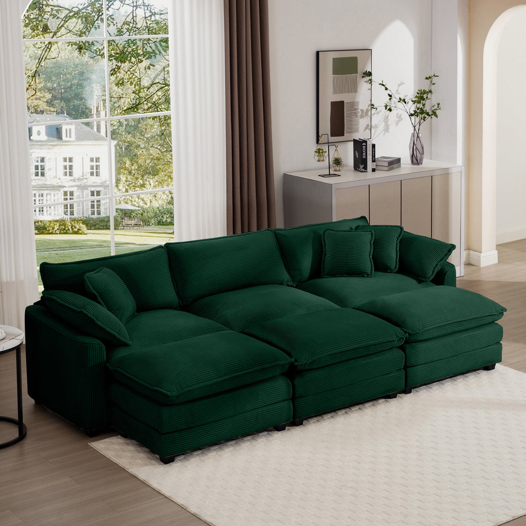 Oversized Modular Cushion Sofa with Portable Ottoman