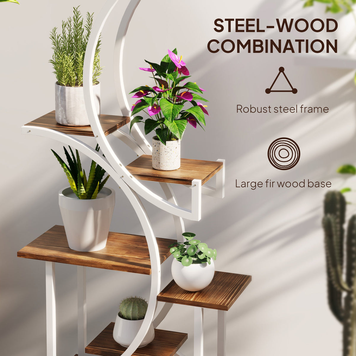 Outsunny 8 Tier Plant Stand Indoor, 62" Tall Plant Shelf