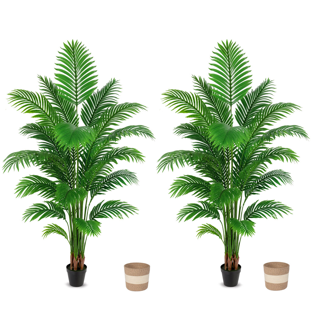 Artificial Palm Tree 6ft, Large Fake Tropical Tree with 23 Fronds
