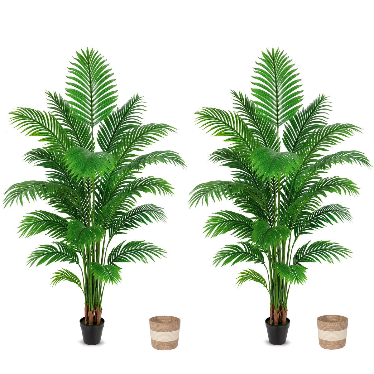 Artificial Palm Tree 6ft, Large Fake Tropical Tree with 23 Fronds