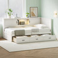 L-Shaped Bed Frame with Drawer and Bookcase