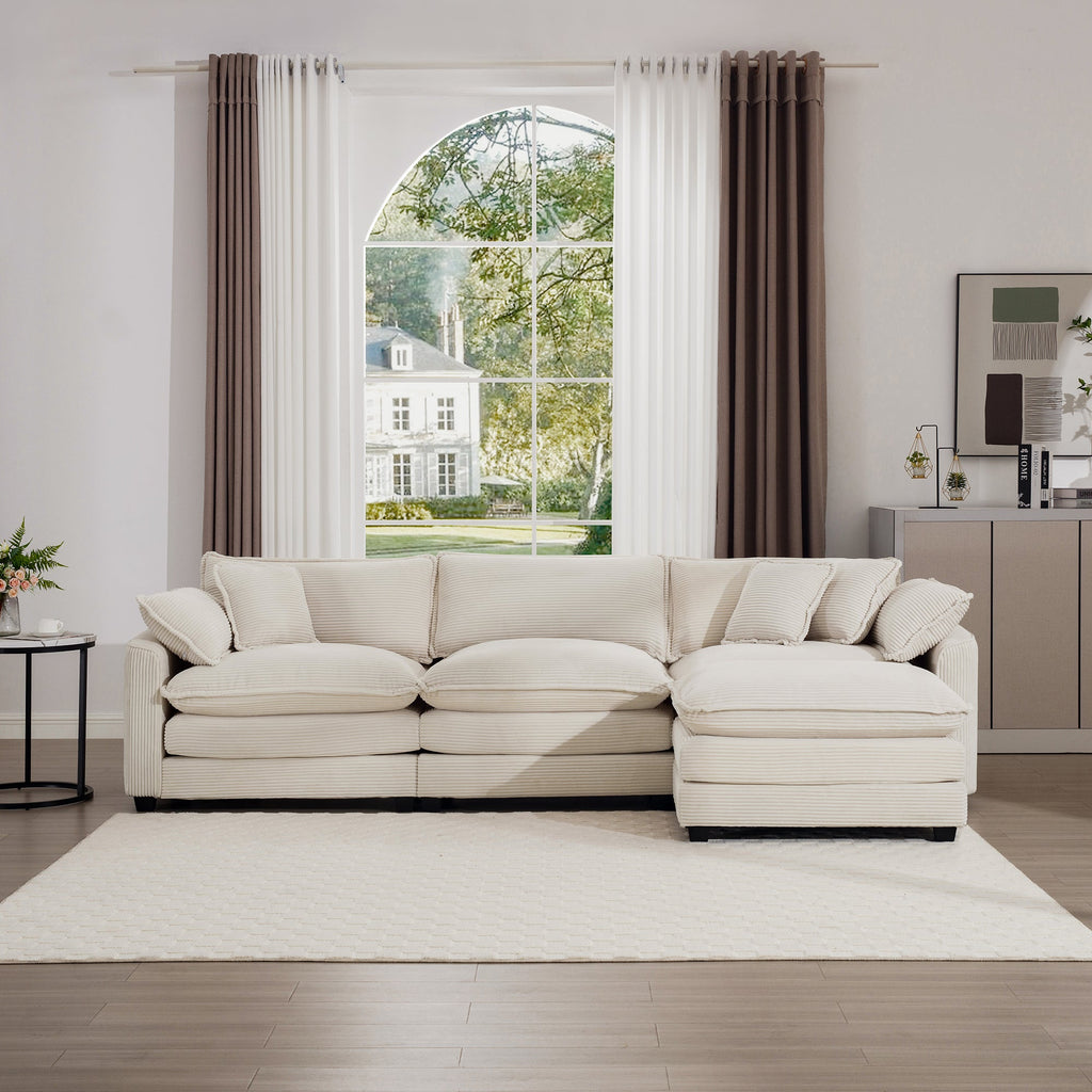 Modular Deep Seat 3-Seat Sofa Couch with Ottoman