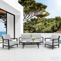 4PC Outdoor Conversation Set with Modern Club Chairs