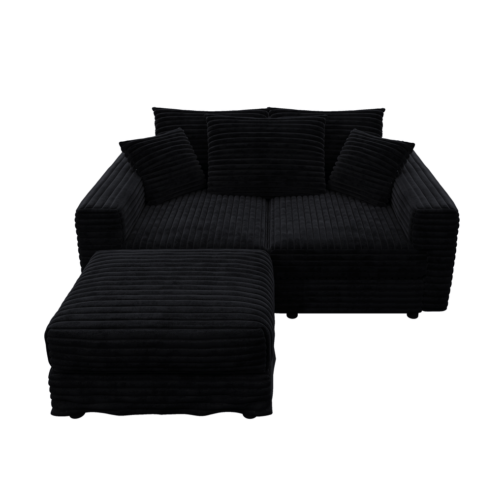 Plush Corduroy 3-Seat Sofa, Modern Comfy Upholstered Couch