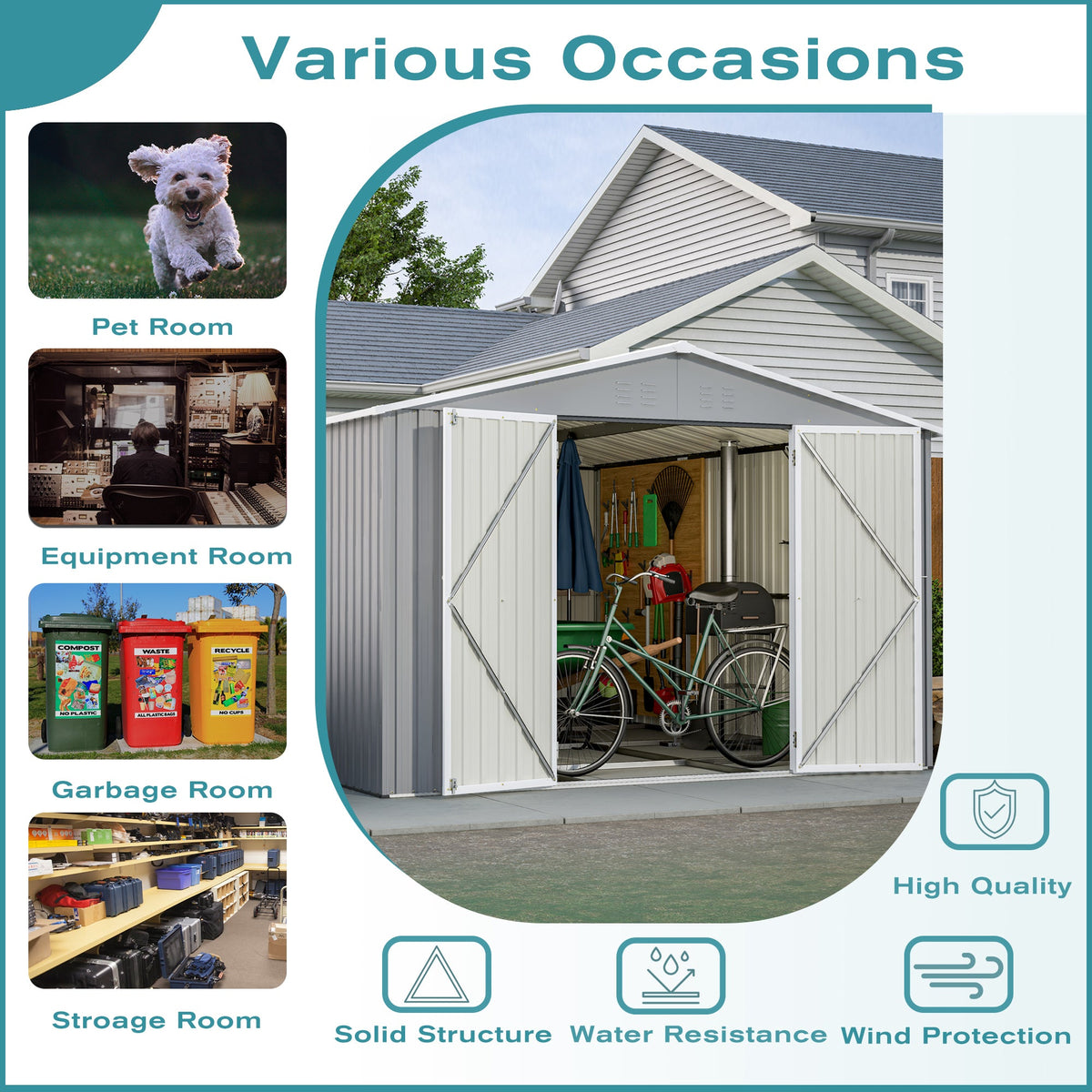 10 x 12 Ft. Outdoor Storage Shed with Floor Frame Kit